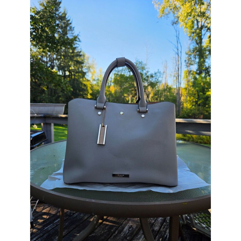 Dune London Cream Leather Tote with Gold-tone hardware